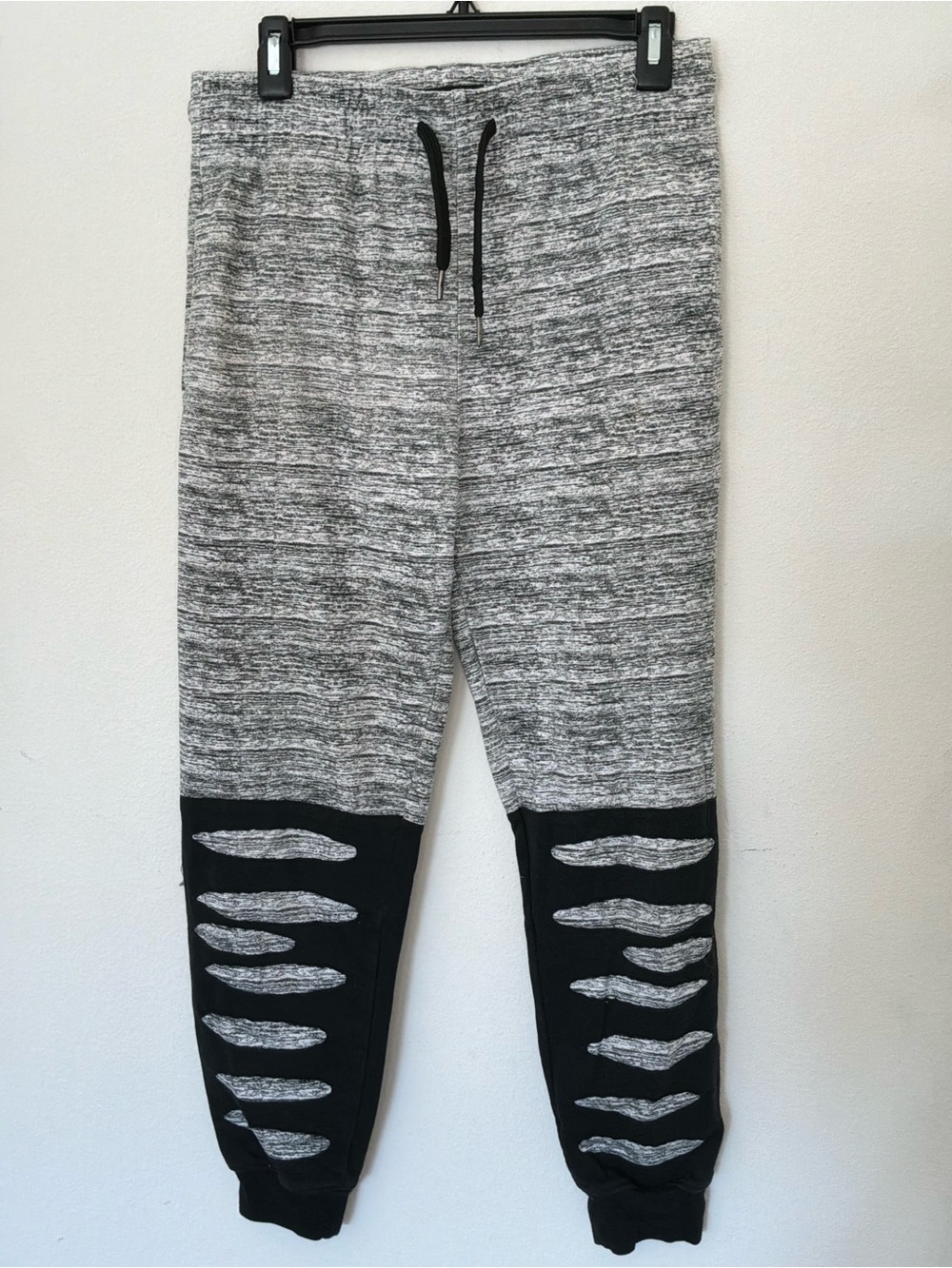 Carbon Gray & Black Distressed Jogger Sweatpants Mens XS Lounge Athleisure